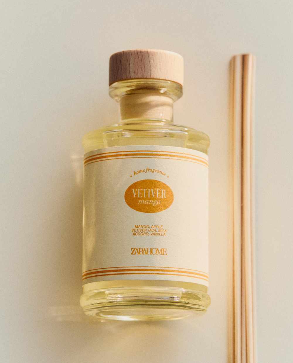 Zara Home Аромадиффузор Vetiver Mango 190 мл, тростниковые палочки микадо, аромат древесный, Коричневый