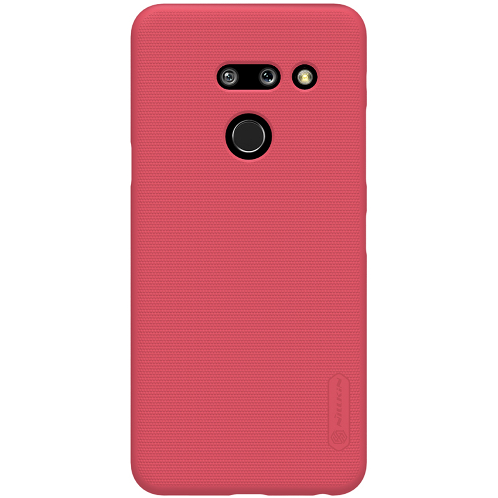 Тонкий жесткий чехол красного цвета для LG G8 ThinQ от Nillkin серии Super Frosted Shield