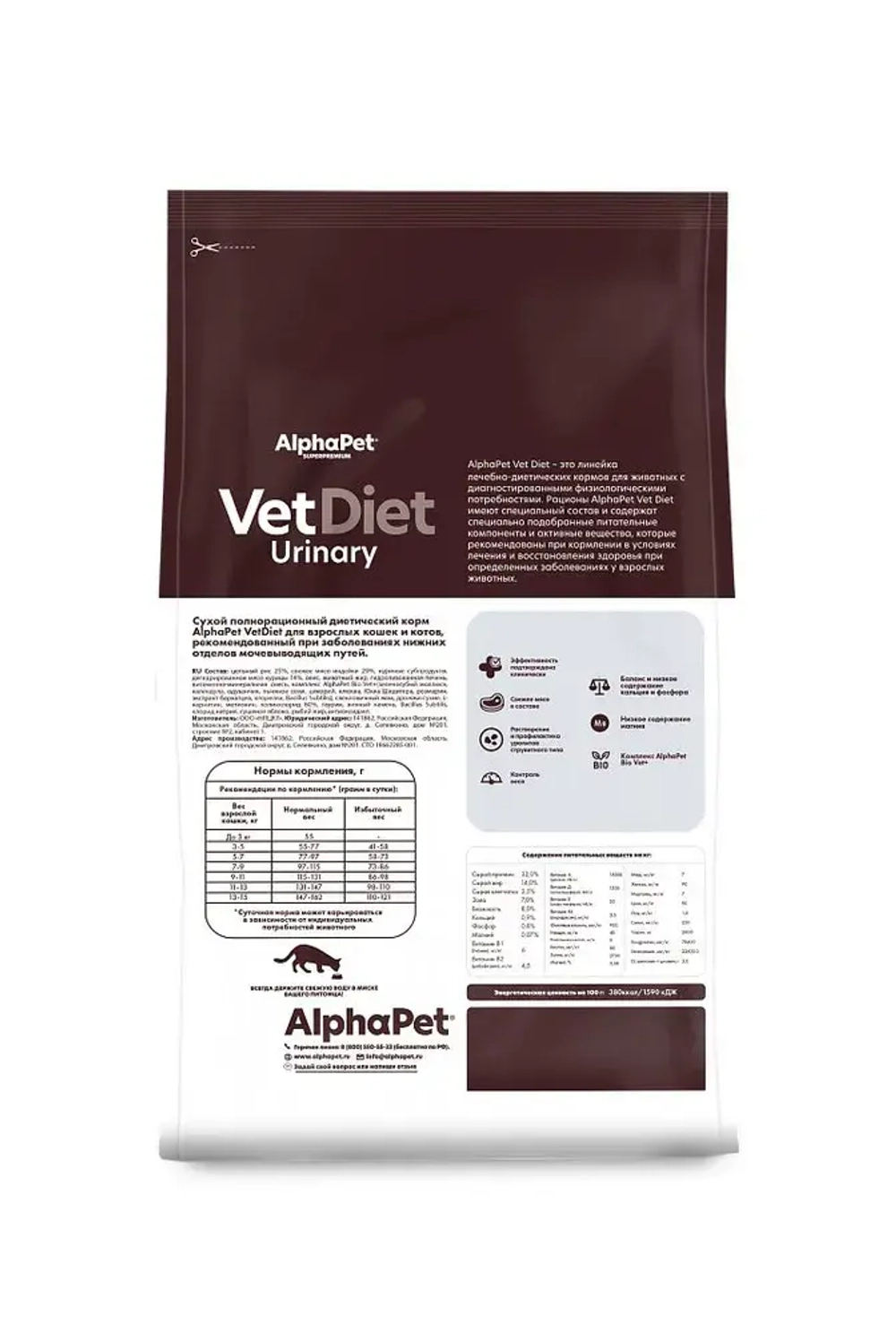 Сухой корм для кошек AlphaPet Vet Diet (АльфаПет) 1,5 кг Urinary сухой при заболеваниях нижних отделов мочевыводящих путей для кошек