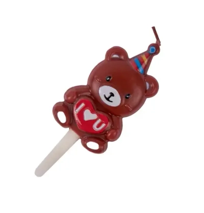 Свеча для торта «Мишка с сердцем» (бурый, 10 см)