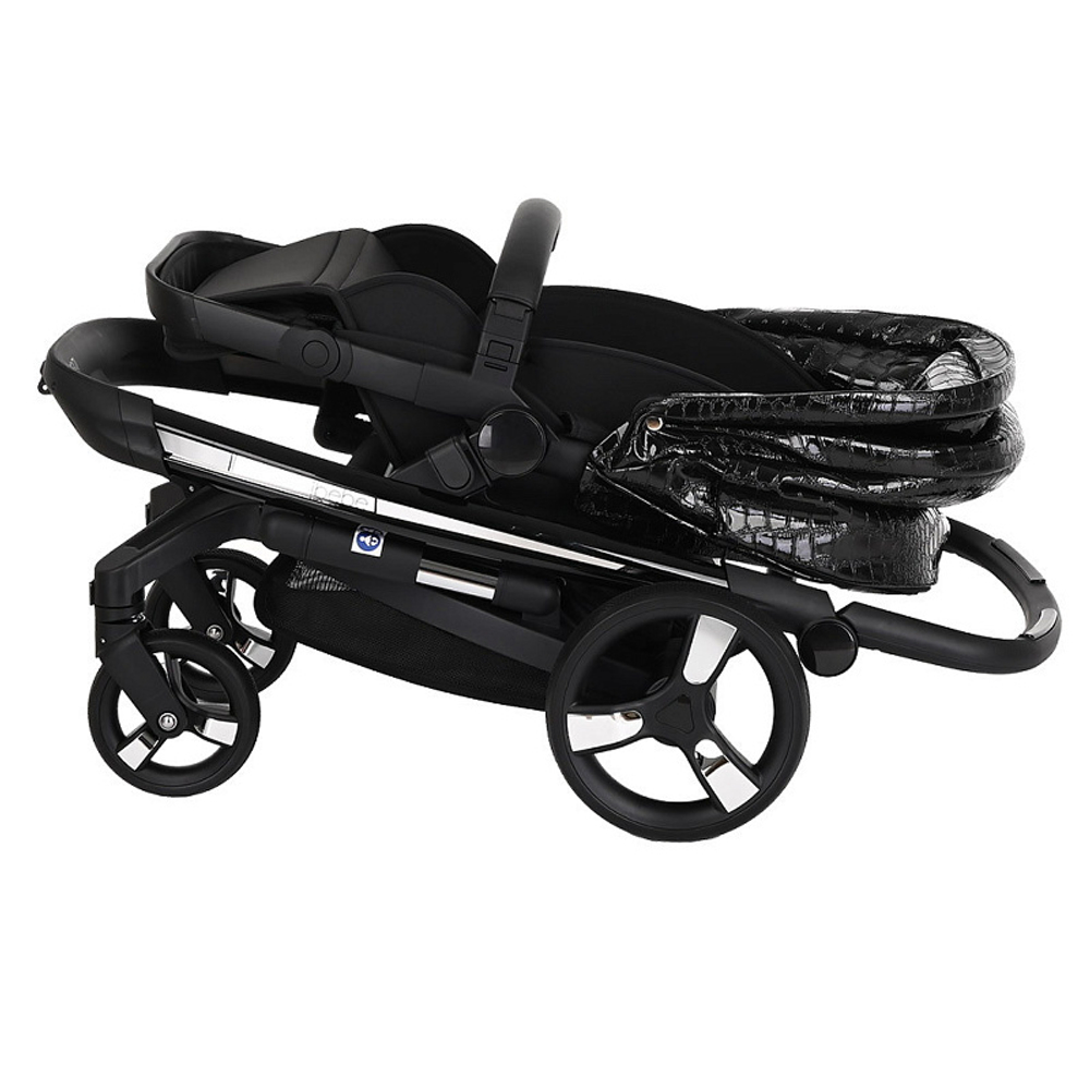Коляска Ibebe I-Stop Leather 2 в 1 IS 26 Crocodile Black/Black