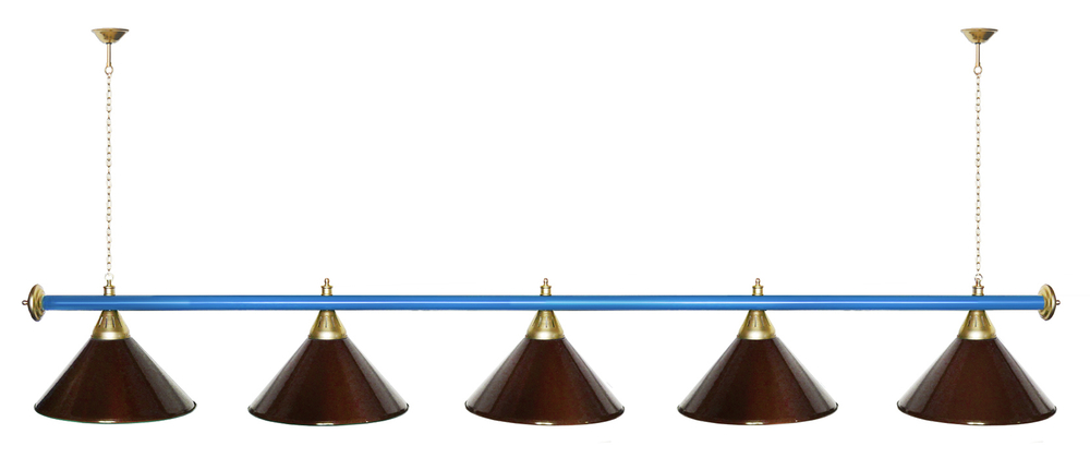 Лампа STARTBILLIARDS 5 пл. (плафоны зеленые,штанга золотая,фурнитура золото)