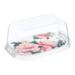 Масленка "Bergamo" с декором "Сад пионов" (бесцветный)