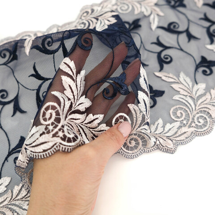 Вышивка на сетке Adeline СИНИЙ/ПУДРА, 21,5см