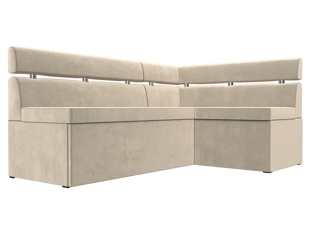 Диван кухонный угловой Классик правый угол, Бежевый, Микровельвет, 117983