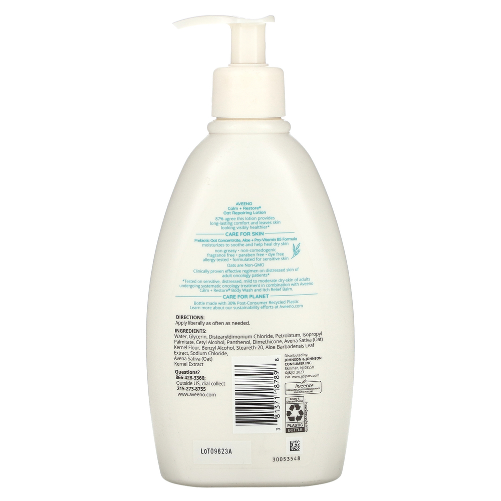 Aveeno, Calm + Restore, восстанавливающий лосьон для кожи овса, без отдушки, 340 г (12 унций)