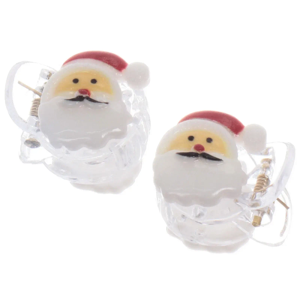 Заколки - крабы для волос 2шт на блистере «Новогодние друзья - Дед Мороз», 2см (в пакете с подвесом)