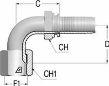 Фитинг DN 10 JIC (Г) 3/4 (90) ALFAGOMMA