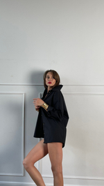 Рубашка мужа из хлопка в черном оттенке