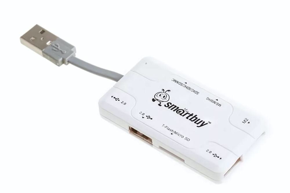 USB Хаб+Картридер Smartbuy COMBO MASTER SBRH-750-W универсальный White