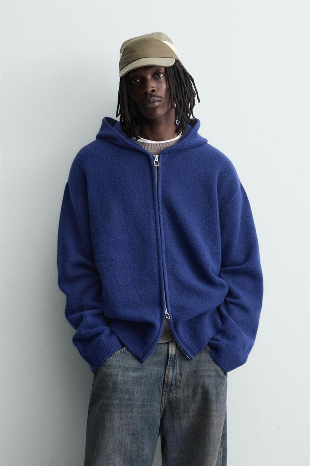 ZARA КАРДИГАН С КАПЮШОНОМ, ЯРКО-СИНИЙ