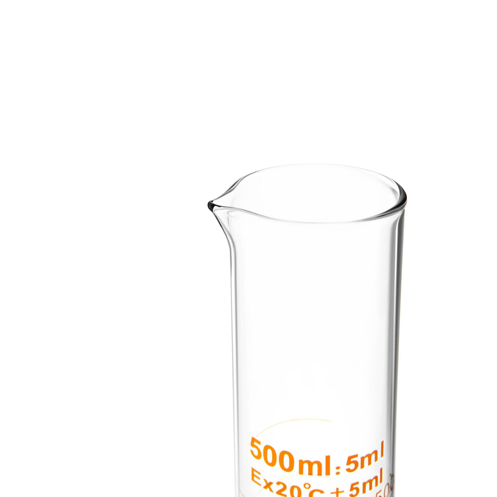 Цилиндр мерный стеклянный с носиком, 500 мл, на круглом стеклянном основании