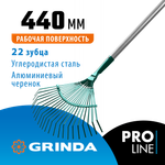 GRINDA PR-40 ALU, 440 х 250 х 1630 мм, 22 плоских зубца, алюминиевый черенок, веерные грабли, PROLine (39586)