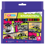 Фломастеры 18цв. "Машинки" смываемые (Спейс)