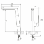 Смеситель для кухни 25k MIXLINE ML20-032 "Quadro" высокий излив боковая ручка