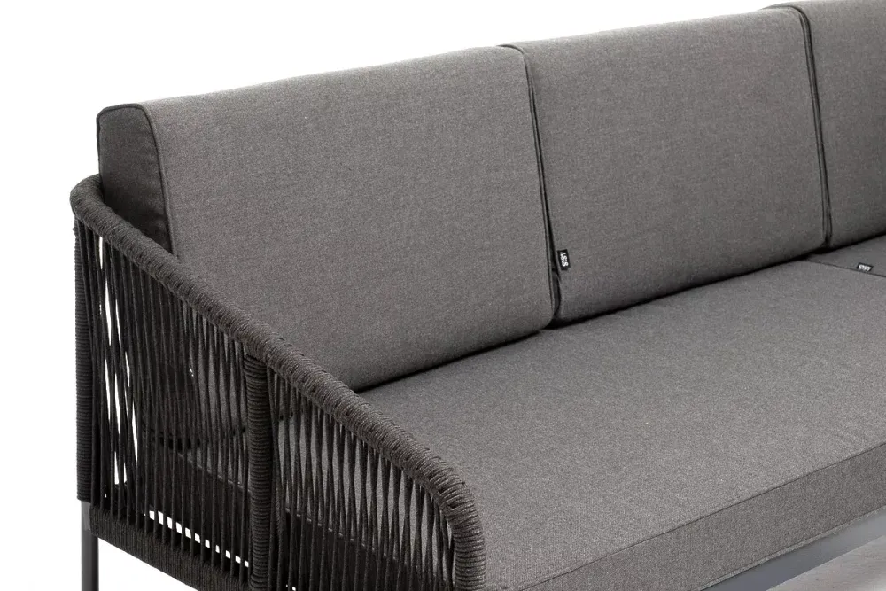 "Канны" модульная угловая лаунж-зона из роупа (веревки), цвет темно-серый