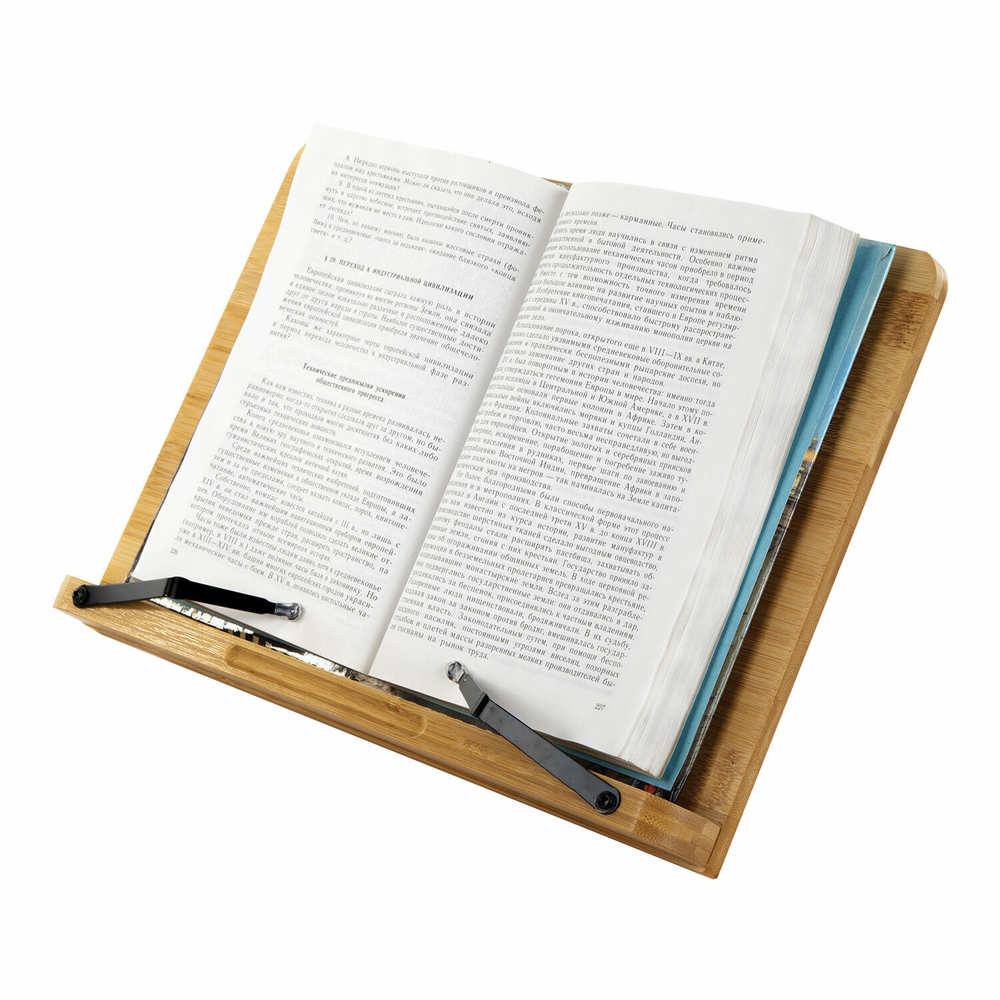 Подставка для книг и планшетов большая бамбуковая BRAUBERG 34х24 см регулируемый наклон