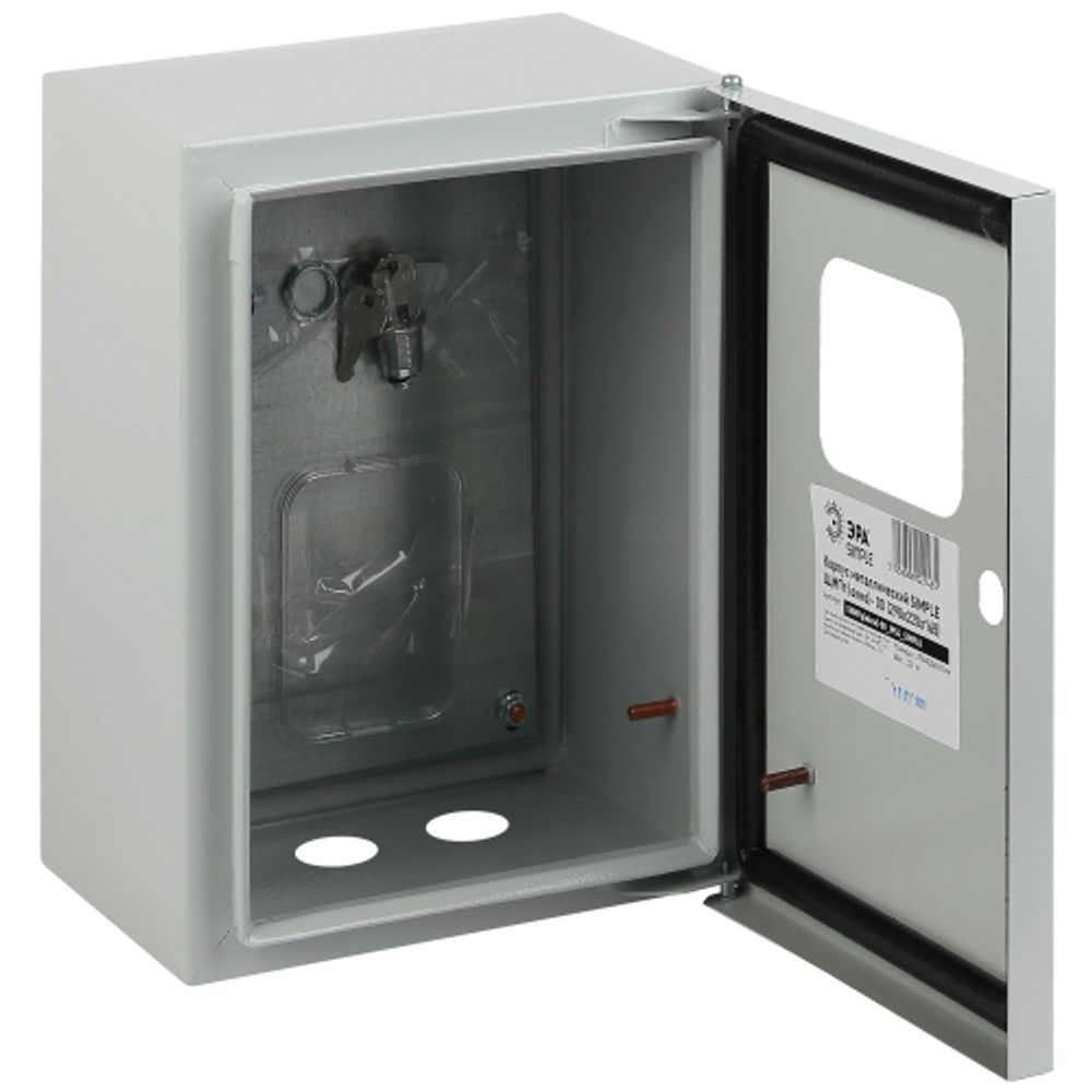 Корпус металлический ЭРА SIMPLE ЩМПг-00 с окном (290х220х175) IP54 У2 серый | Корпуса металлические с монтажной панелью