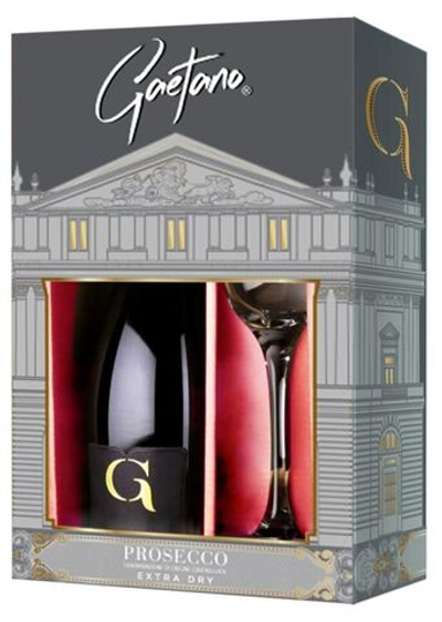 Вино игристое Просекко Экстра Драй Гаэтано сух бел 0,75 п/у + бокал 11% Италия