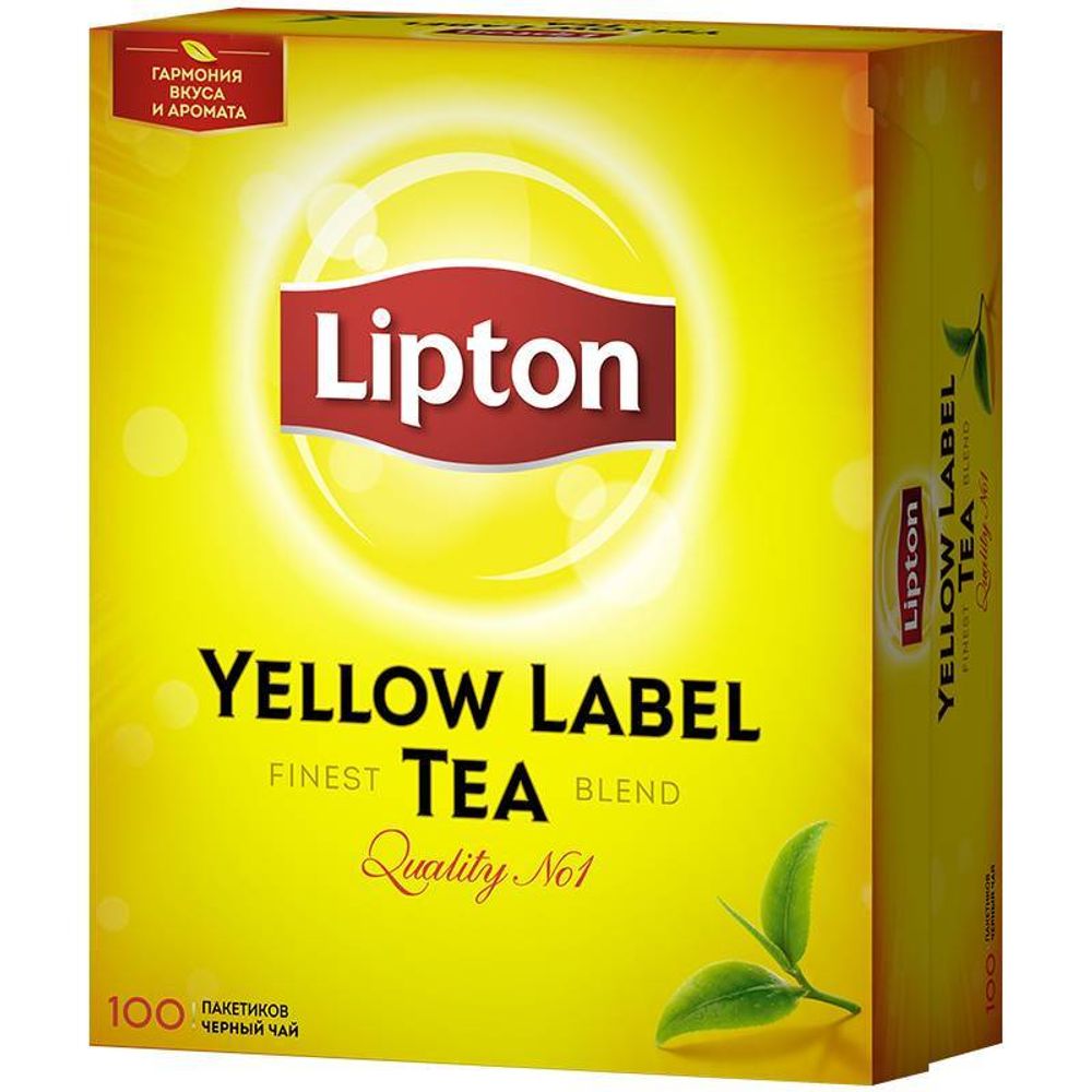 Lipton черный чай Yellow Label, 100 пакетиков