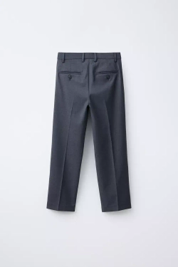 ZARA КОСТЮМНЫЕ БРЮКИ ИЗ РЕЛЬЕФНОЙ ТКАНИ, МОРСКОЙ СИНИЙ