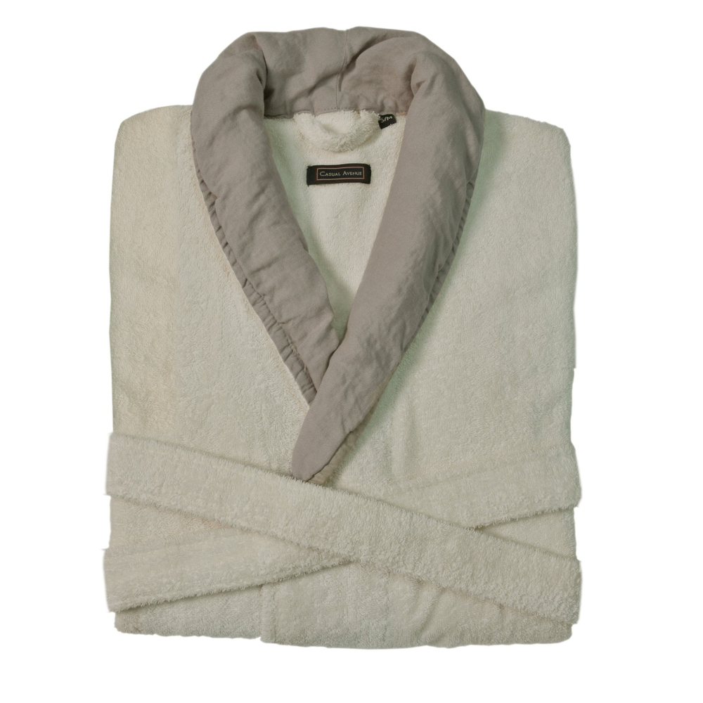 Халат махровый L'appartement Hampton слоновой кости с серым