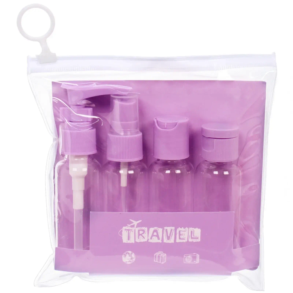 Флаконы дорожные в косметичке 4шт «COMFORT», цвет фиолетовый, (40*4мл)