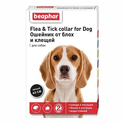 Beaphar ошейник Flea&Tick черный 65 см - от блох и клещей для собак 12512