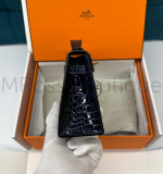 Сумка Hermes Kelly Pochette из глянцевой крокодильей кожи темно-синяя