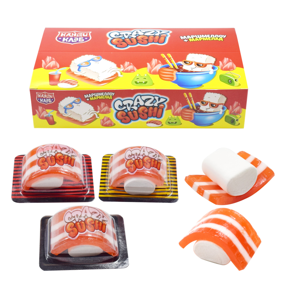 Мармелад с маршмеллоу "Crazy Sushi" 15г*20шт*12 блоков