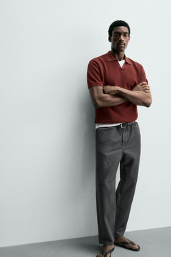 ZARA СВОБОДНЫЕ БРЮКИ STRAIGHT FIT, СТАЛЬНОЙ