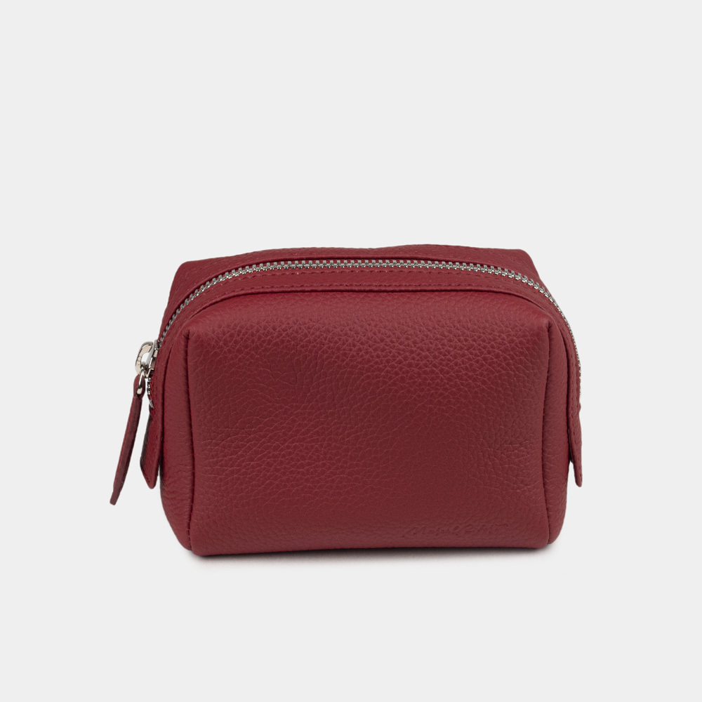 Косметичка Mignon из кожи теленка вишневого цвета