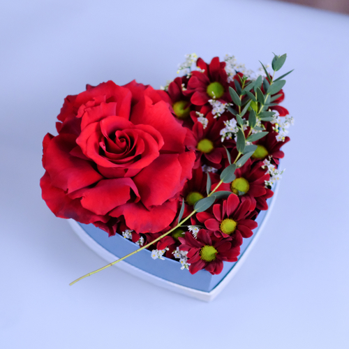 Купить Композиция-сердце #382 с французской розой