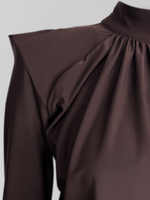 Платье Agdali Brand 1045 однотонное с драпировкой и объемными плечами