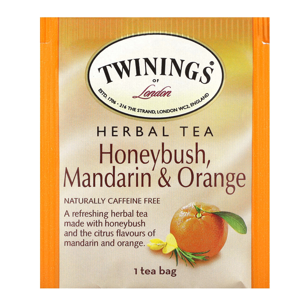 Twinings, травяной чай, ханибуш, мандарин и апельсин, без кофеина, 20 чайных пакетиков в индивидуальной упаковке, 40 г (1,41 унции)