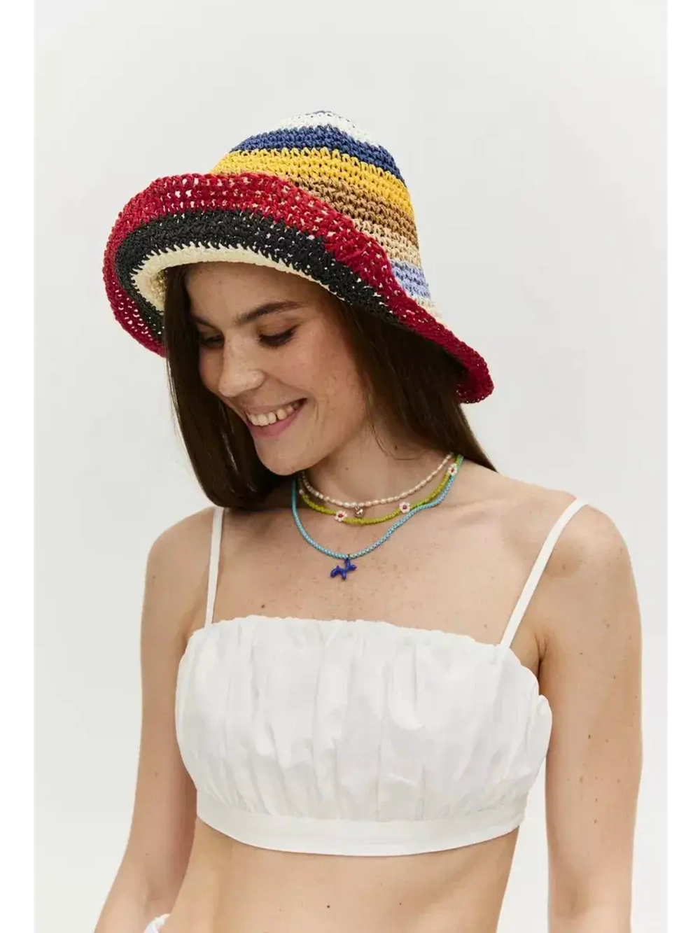 Шляпа соломенная женская с полями летняя пляжная