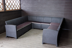 Садовый диван угловой П-образный Калифорния «California» на 10 мест с подушками на сиденье