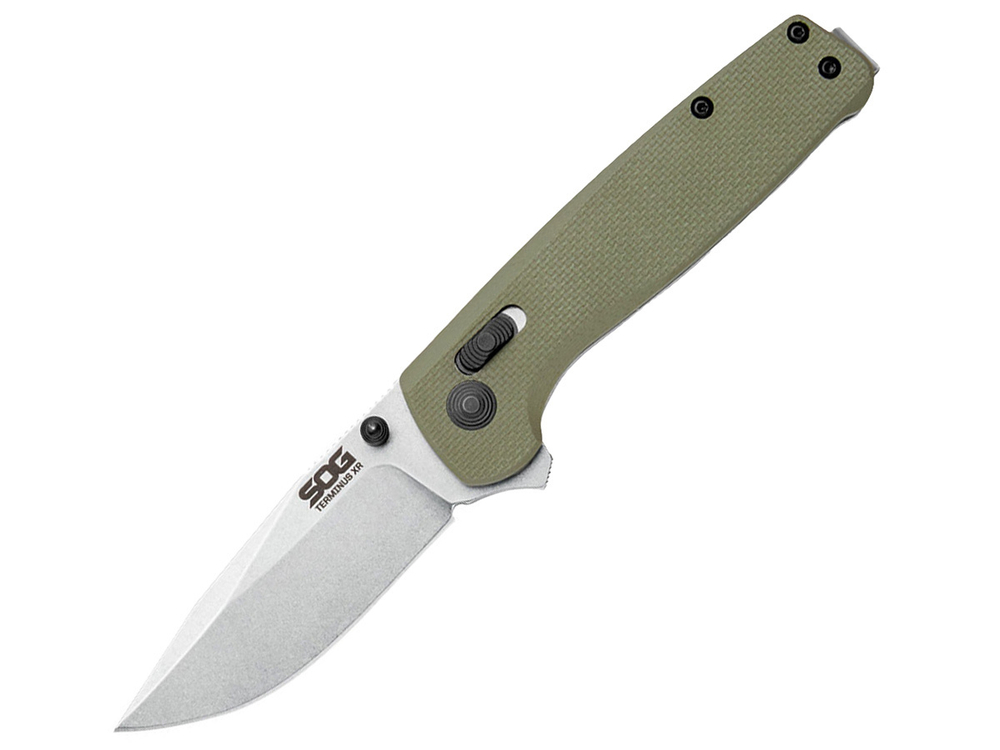 Нож складной SOG Terminus XR G10 Olive Drab, сталь D2, рукоять G10, 91г