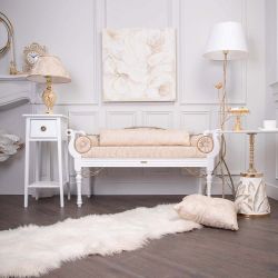 Банкетка Флоренция Премиум Белый Каледония Даймонд Айвори Амбер