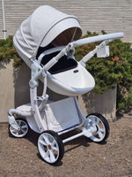 Коляска-трансформер 3в1 LUXMOM 608-2 с автолюлькой, коричневая ЭкоКожа