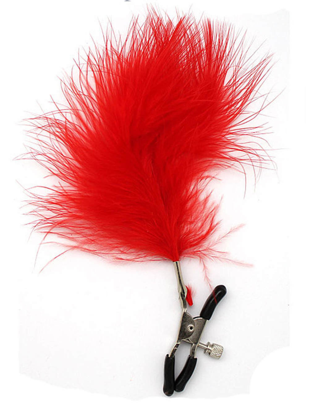 Зажимы для груди с красным пёрышком, регулируемые (Цвет: красный)