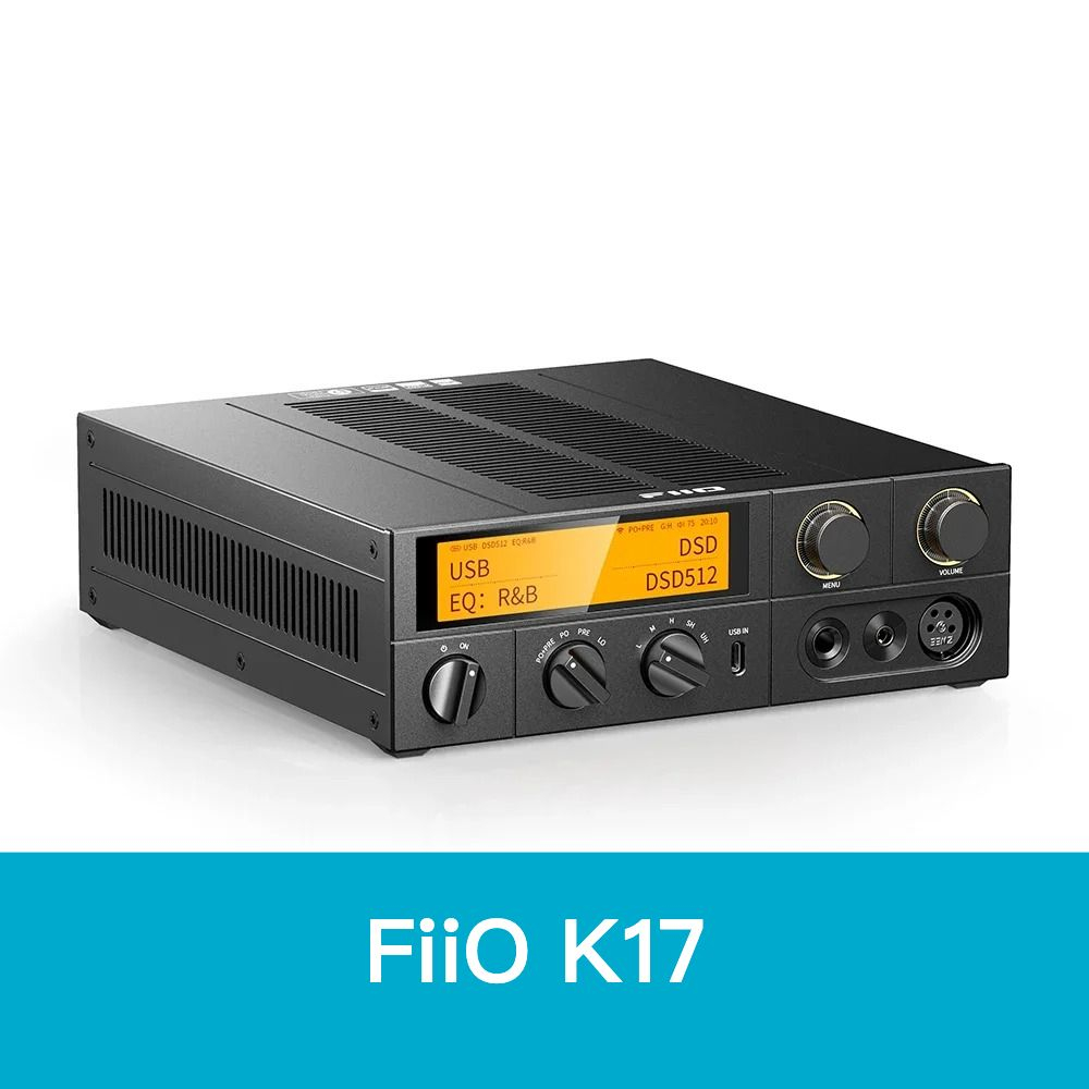 FiiO K17 Настольный ЦАП-усилитель для наушников Hi-Res Audio AK4191 dual AK4499EX 31-полосный PEQ MQA DSD512 PCM768 с дистанционным управлением