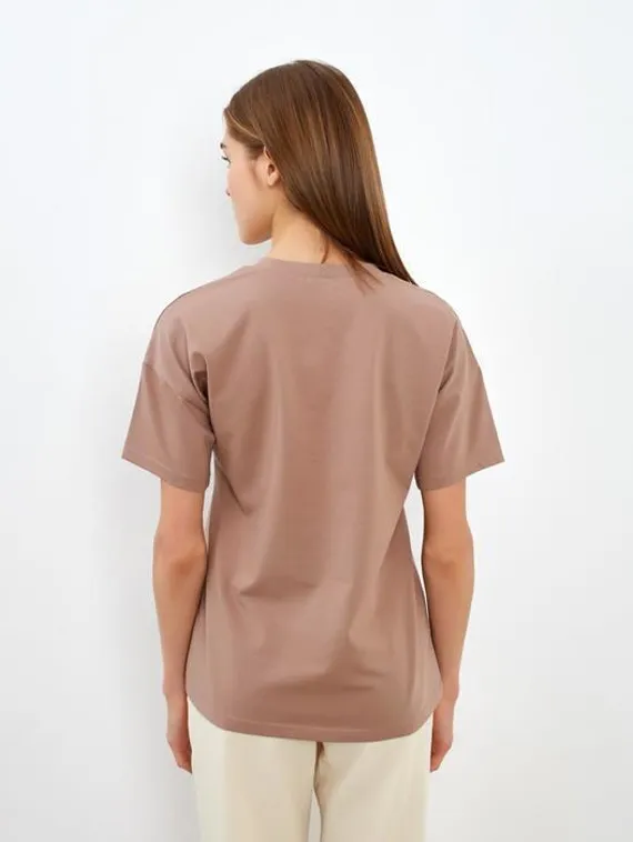 Футболка женская Basic line, цвет коричневый, р-р 46