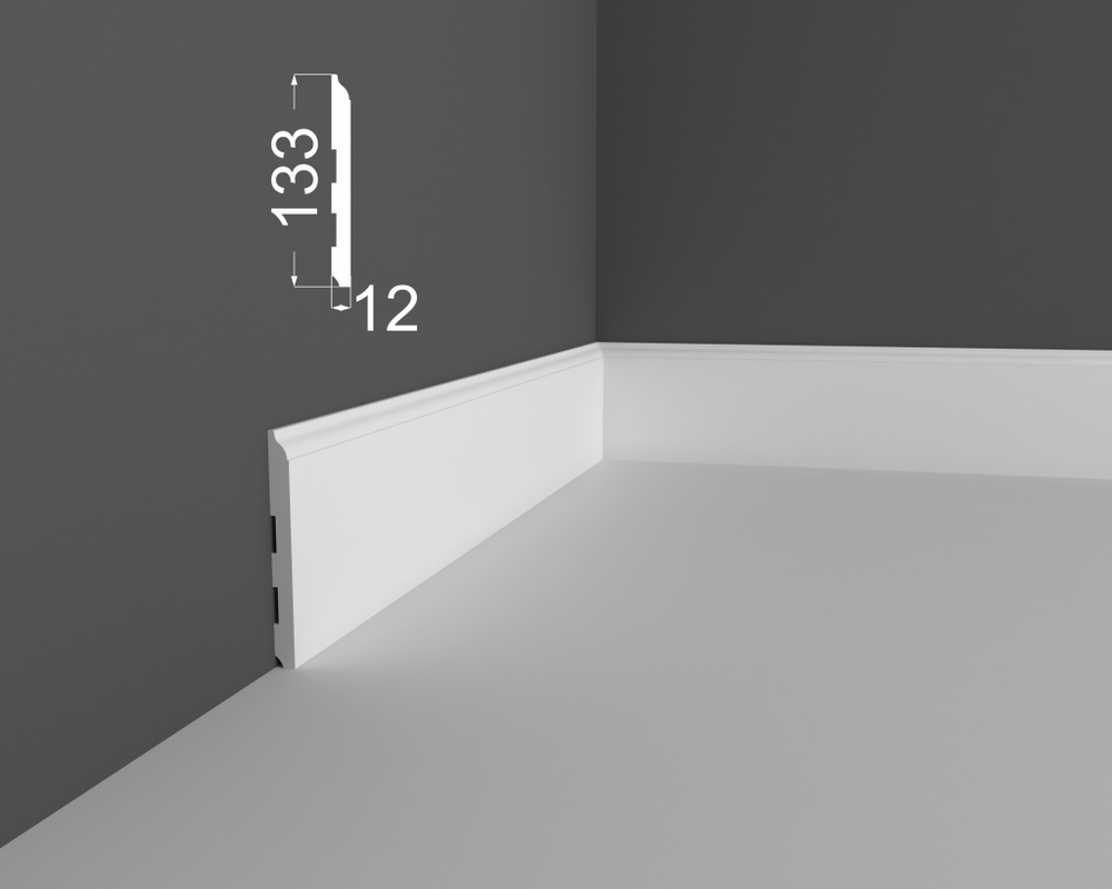 Плинтус напольный под покраску P18.133.12 МДФ Deartio 133x12x2070 мм