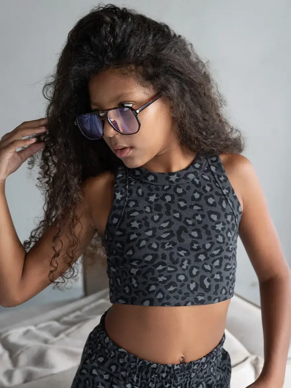 Летний кроп топ трикотажный детский