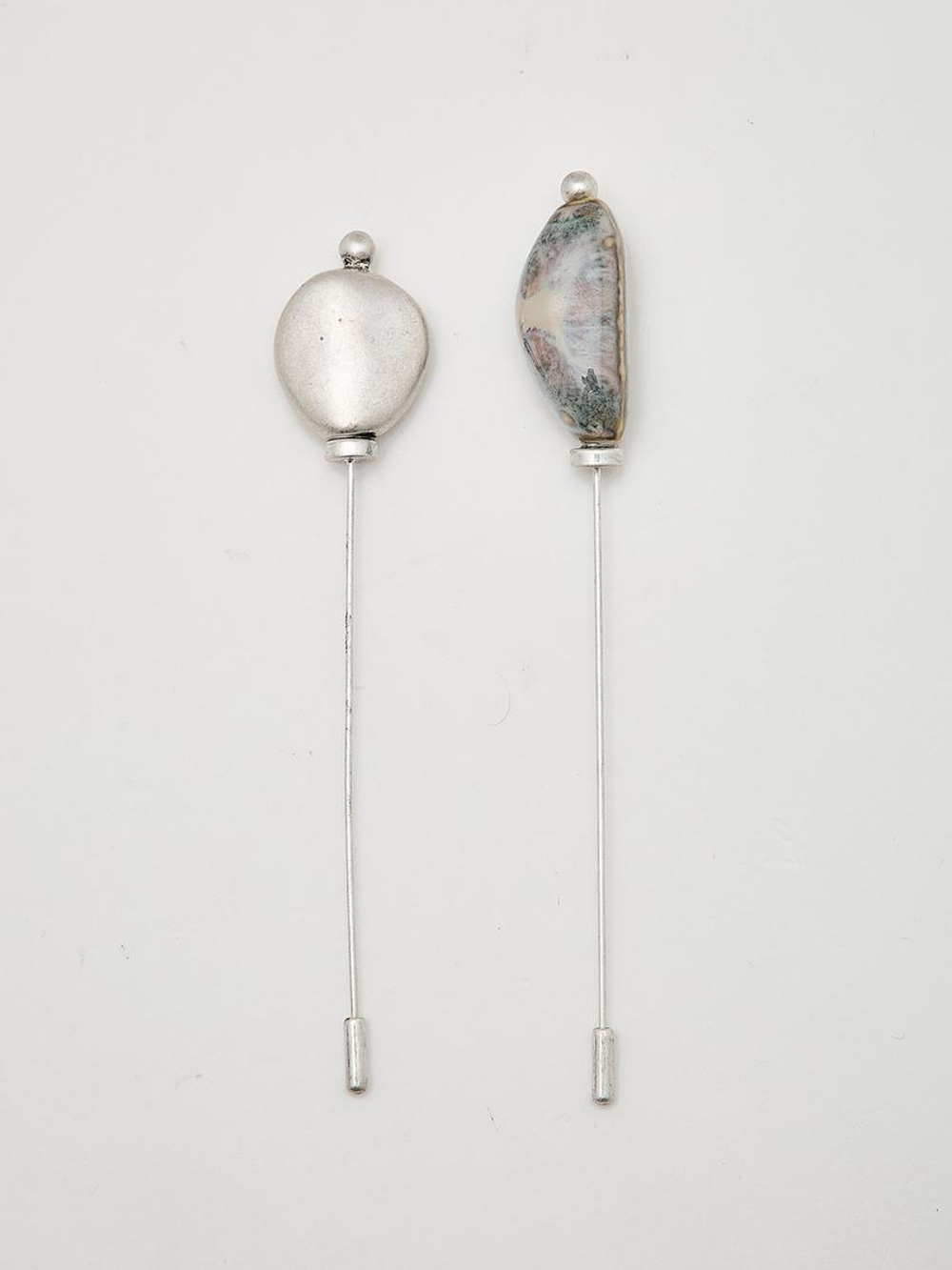 Massimo Dutti Брошь с керамической деталью «Лист», синий