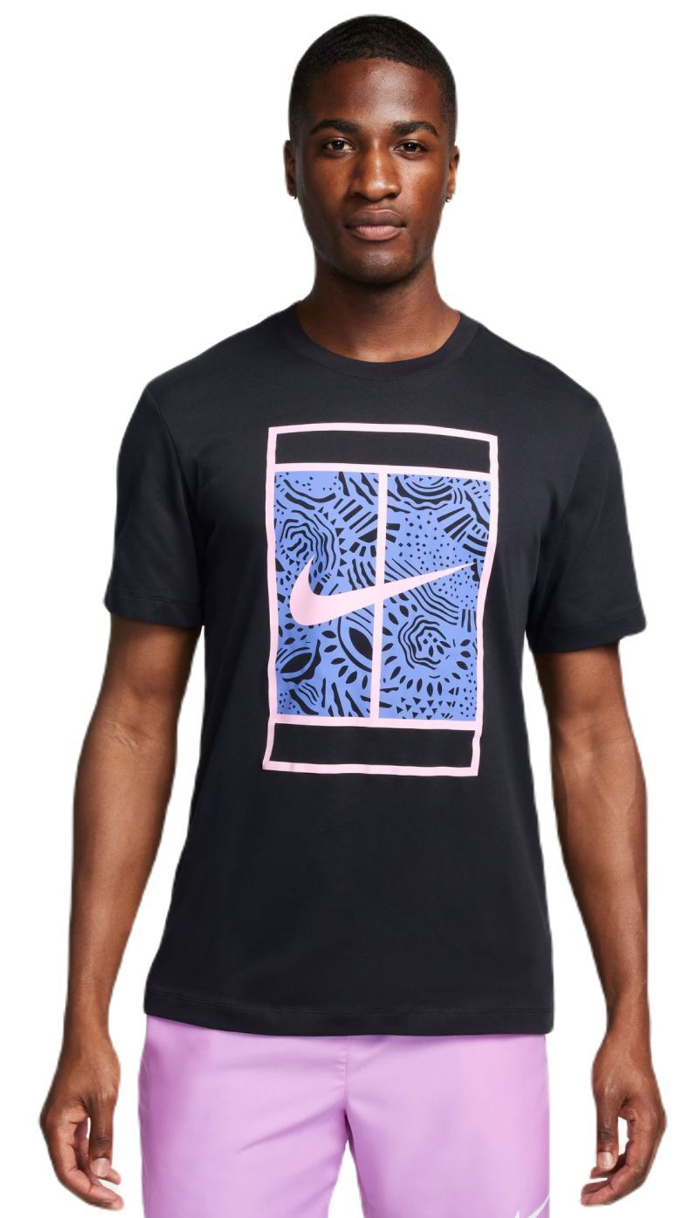 Мужская теннисная футболка Nike Court Dri-Fit Tennis T-Shirt - black/pink foam
