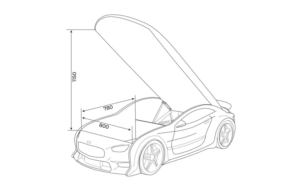 Объемная (3d) кровать-машина NEO AUDI черная