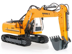 Радиоуправляемый экскаватор Double Eagle 1:16 с металлическим ковшом и отбойным молотком, для детей и строительных игр