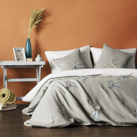 Покрывало с вышивкой АННКА (арт. BL02-295-03) - серое